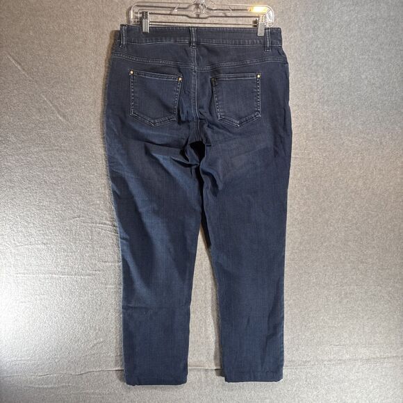 Chicos Platinum Jeans Womens Size 0 Reg Slim Tapered Mid Rise Denim Dark Blue - Picture 6 of 8